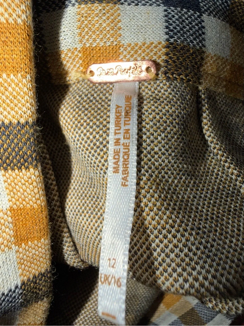 Free People Mustard, Black & White Plaid Skater Skirt - Picture 6 of 7